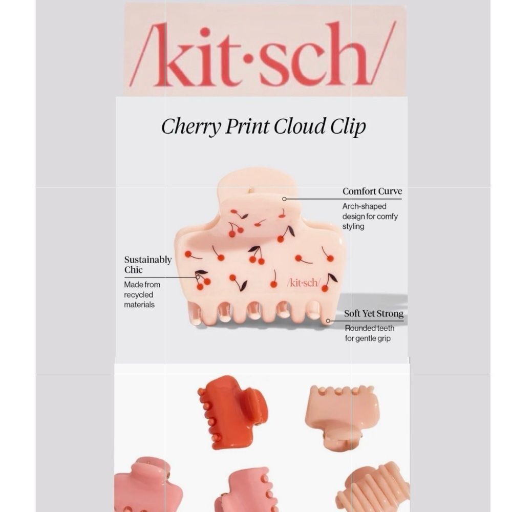 Hair Clip Bundle: Kitsch Cherry Print Cloud Clip + Mini Claw Clip Set (2)